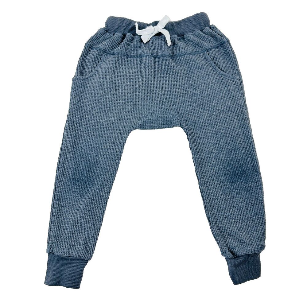 Little Bipsy Gray Waffle Joggers Pants draw string Pockets 4T 5T